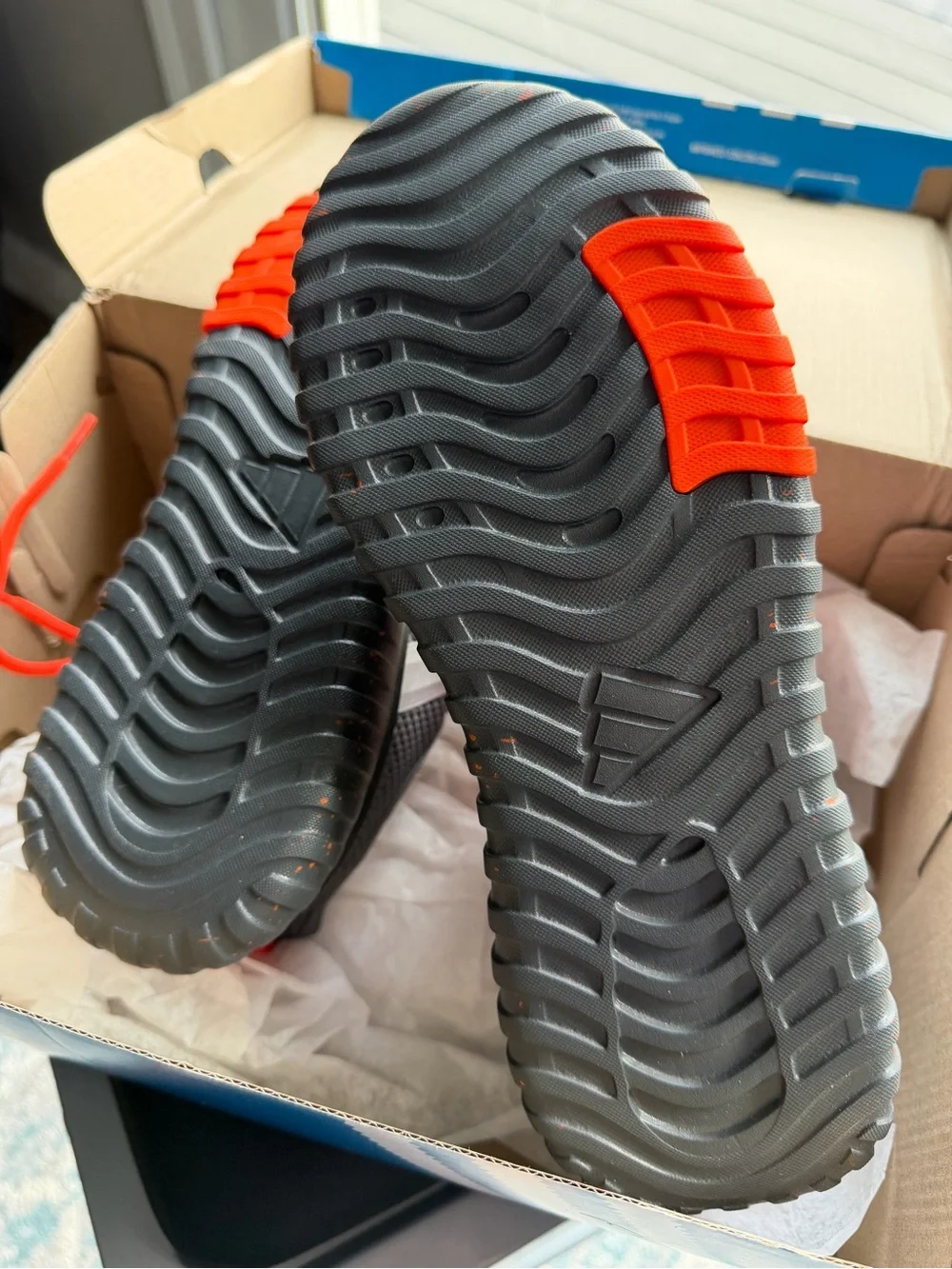 adidas Men's Gray Athletic Sneakers with Orange Accents